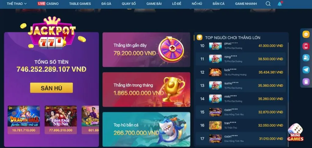 Jackpot khủng tại game nổ hũ b52 win